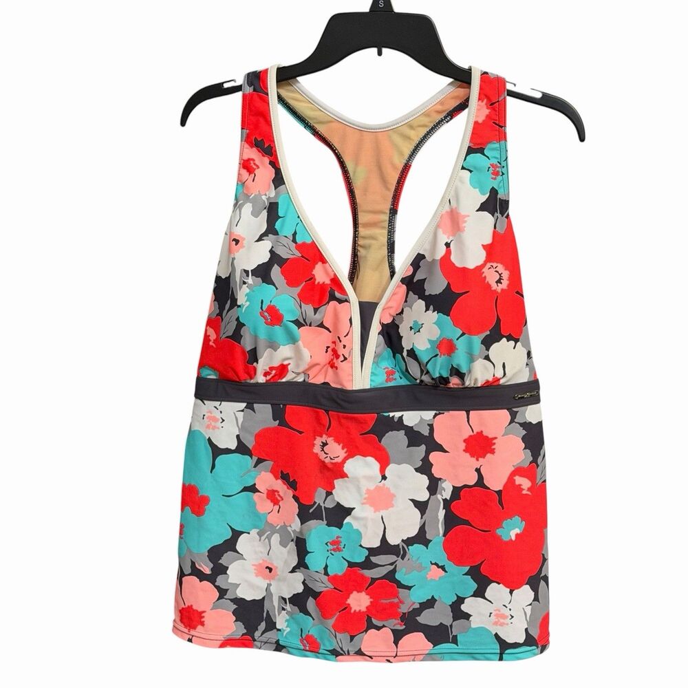 NWT ZeroXposur Women's Floral Tide UPF 30 Swim Racerback Tankini Top, 22W